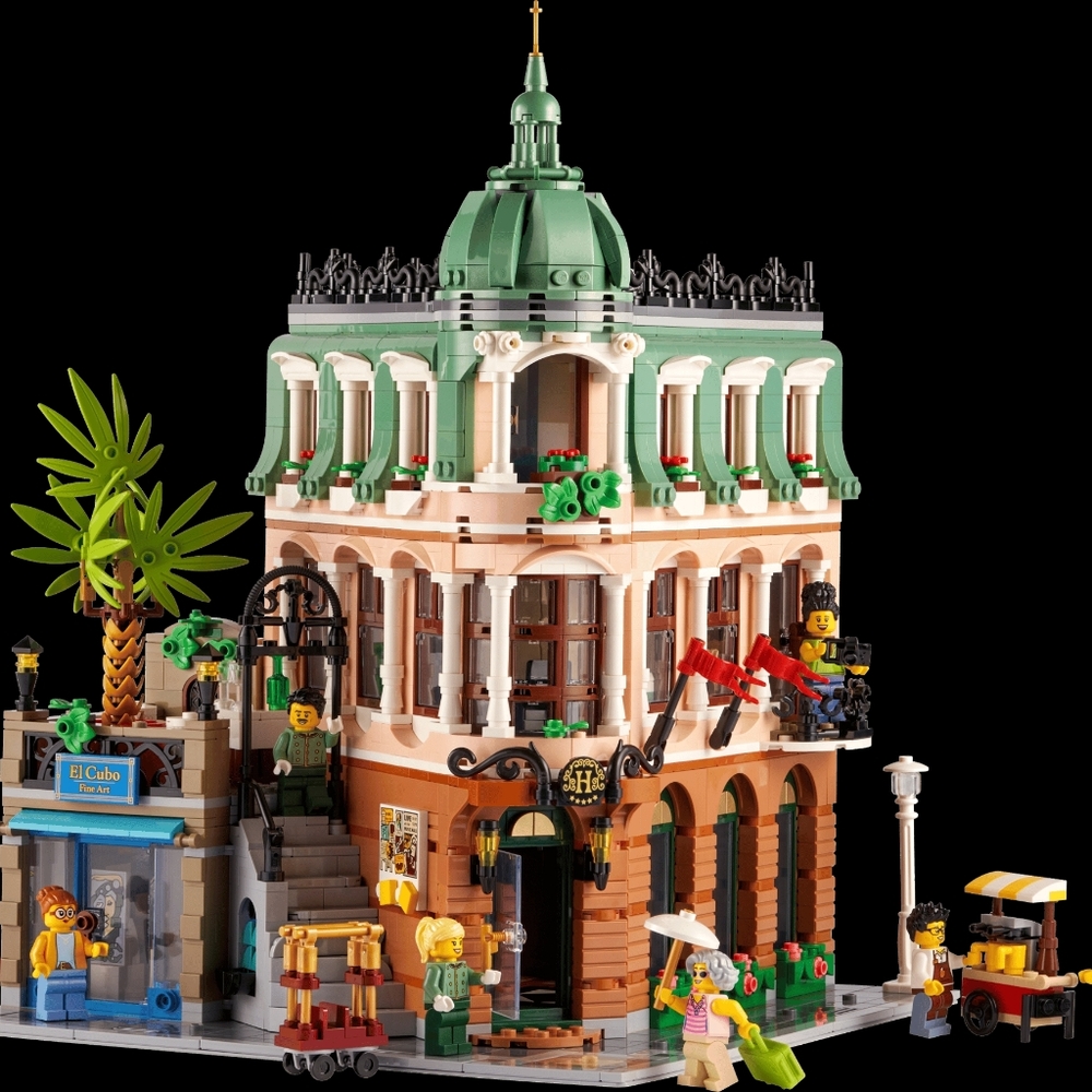Lego Boutique Hotel Modular Building in Black and Green and White